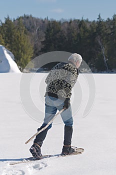 Senior Man Exercising on Lake