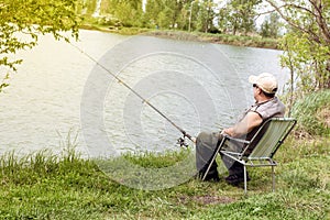 Senior man fishing