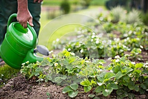 Senior man gardening in his garden