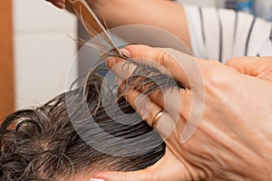 Senior Man getting a haircut at home.