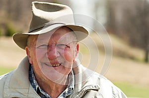 Senior man with hat outdoor