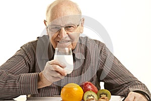 Senior man having a healthy breakfast