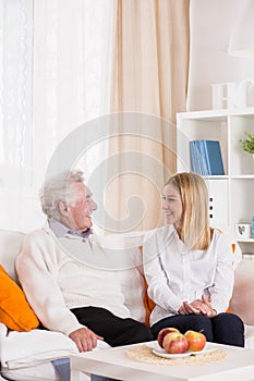 Senior man having home care