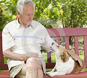 Senior man with his dog
