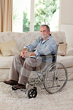 Senior man in his wheelchair