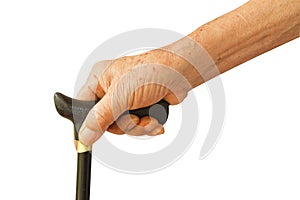 Senior man holding a cane