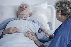 Senior man in hospital