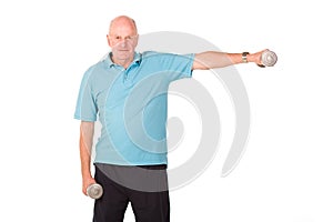 Senior man lifting weights