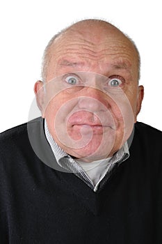 Senior man making faces