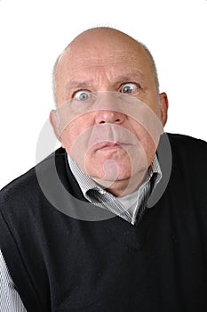 Senior man making faces