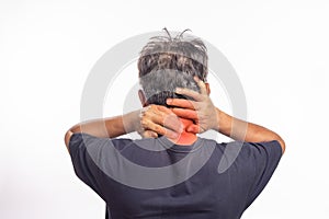 Senior man neck pain because of Cervical Spondylosis disease