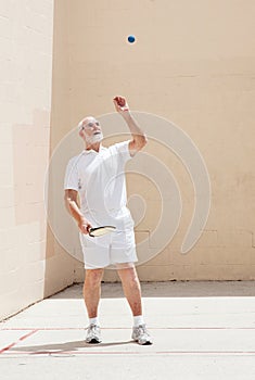 Senior Man Plays Racquetball