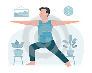 Senior Man Practice Yoga at Home