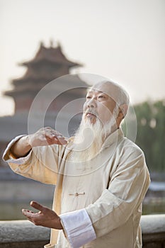 Senior Man Practicing Tai Ji