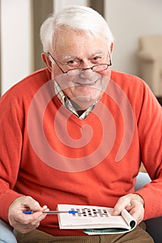 Senior Man Relaxing In Chair At Home