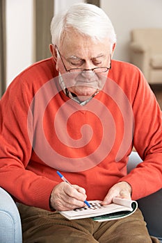 Senior Man Relaxing In Chair At Home