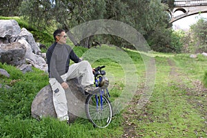 Senior Man Resting After Riding Bike