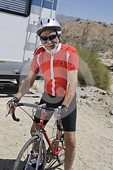 Senior Man Riding Bicycle