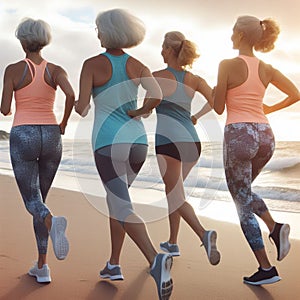 Senior man runner on sunny day in beach landscape