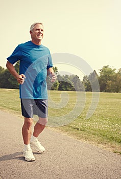 Senior man running.