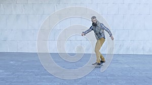 Senior man with skateboard