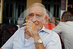 Senior man smoking