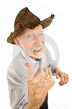 Senior man in straw hat