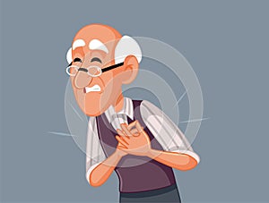 Elderly Person in Pain Suffering a Heart Attack Vector Illustration