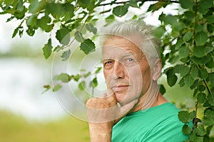 Senior man thinking outddor
