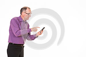 Senior man using cell phone