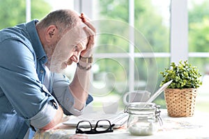 Senior man using laptop