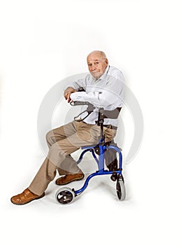 Senior man with walking frame