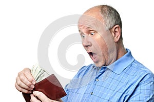 Senior man with wallet