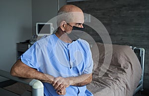 Senior man wearing face mask during corona virus and flu outbreak