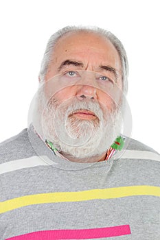 Senior man with white beard lookin up
