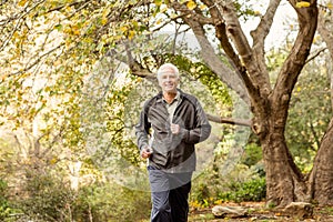 Senior man working out in park