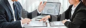 Senior manager HR reading a resume during a job interview employee young woman meeting Applicant and recruitment. Interview