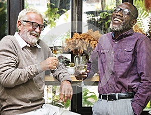 Senior Men Relax Lifestyle Dining Concept