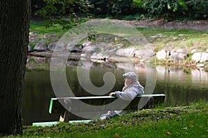 Senior men sitting on a bench