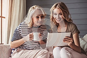 Senior mum and adult daughter