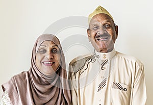 Senior Muslim couple at home photo