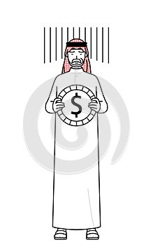 Senior Muslim Man an image of exchange loss or dollar depreciation