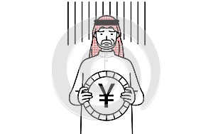 Senior Muslim Man an image of exchange loss or yen depreciation