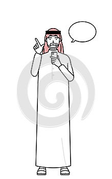 Senior Muslim Man operating a smartphone