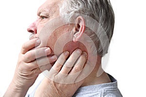 Senior with neck and jaw stiffness photo