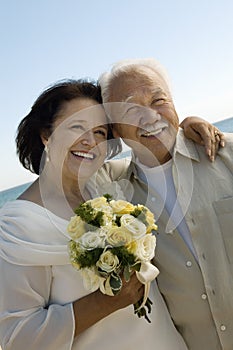 Senior Newly wed couple outdoors (portrait) photo