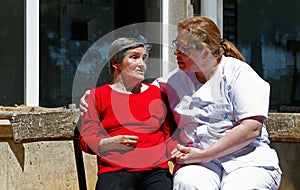 Senior with nurse on a nursing home in Mallorca