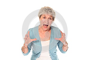 Senior older woman shouting