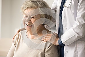 Senior patient receives doctors support and attention