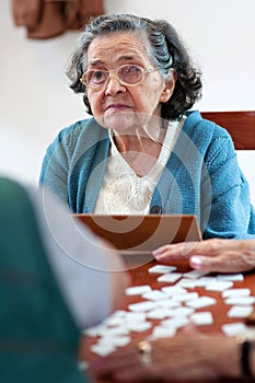 Senior people playing rummy